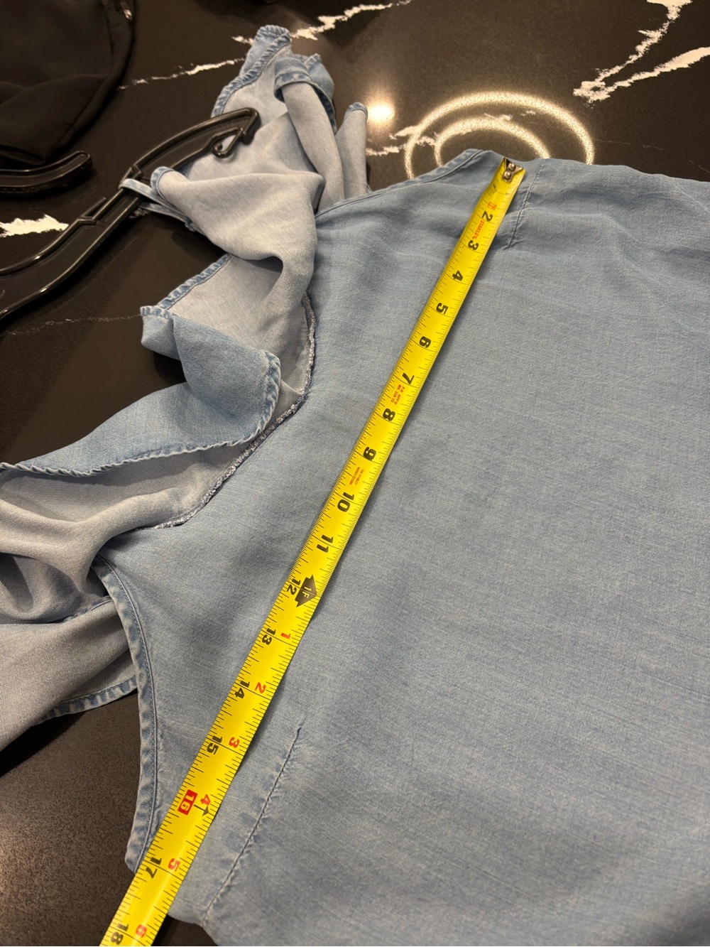 Old Navy Light Blue Denim Ruffle Cold-Shoulder Cami S - Picture 3 of 4